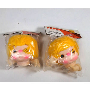 Vintage Unopened Primo Yarn Doll Head & Hands #6167 with Yello Hair Set of 2